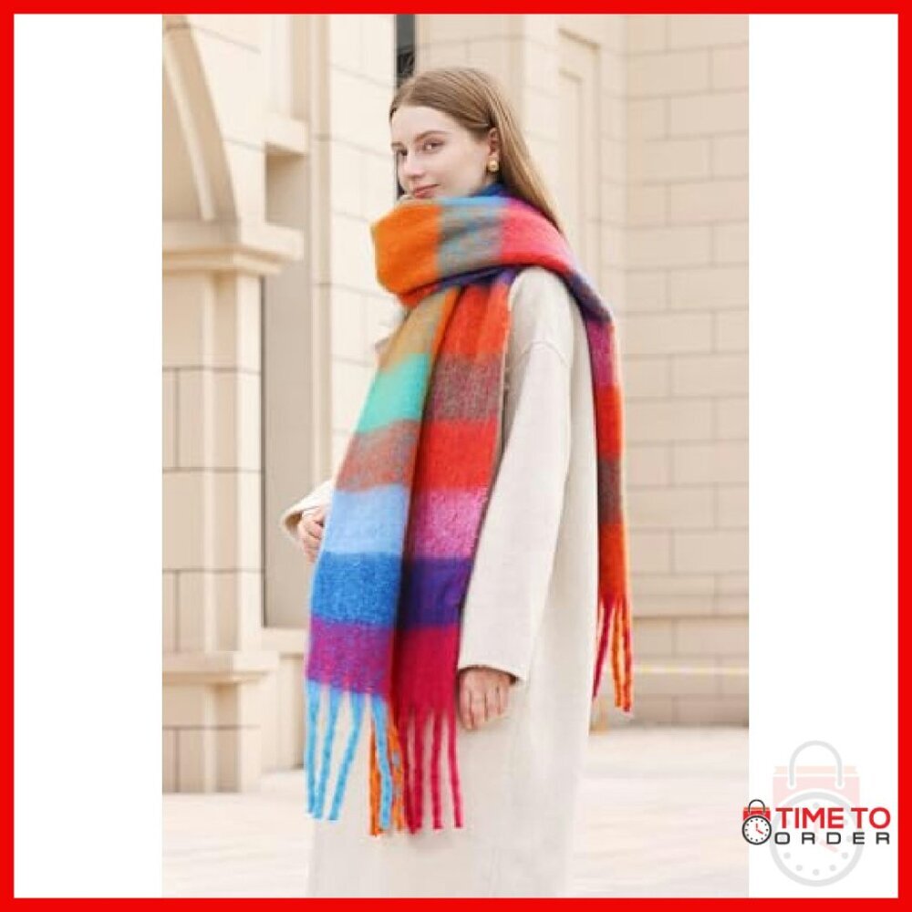Extra Large Thick Winter Scarf Shawl Blanket Wrap Soft Warm Plaid - Picture 6 of 8